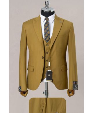 Abito uomo con gilet, senape - Modello Legnano