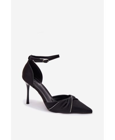 Scarpe con tacco a spillo nere con zirconi eleganti e cinturino regolabile - Modello 221909 Step in Style  - gogolfun.it