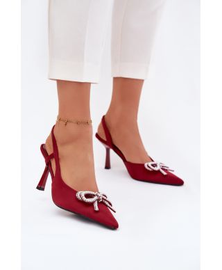 Décolleté slingback rosse con tacco a spillo e fiocco decorativo - Model 221930 Step in style - GOGOLFUN.IT