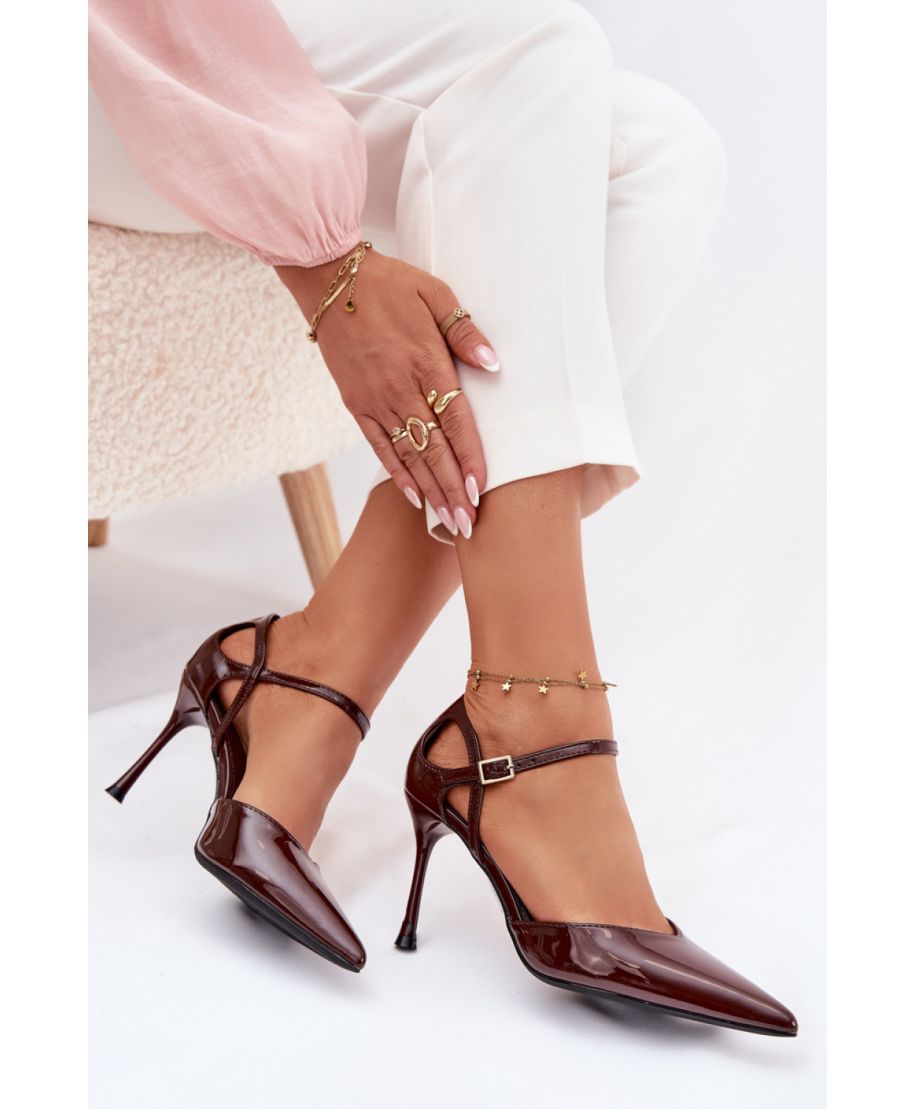 Scarpe con tacco a spillo marroni donna con punta affusolata e cinturino regolabile –  Step in Style 221915 gogolfun.it