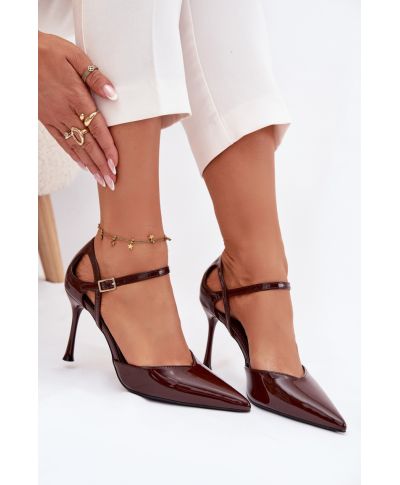 Scarpe con tacco a spillo marroni donna con punta affusolata e cinturino regolabile –  Step in Style 221915 gogolfun.it