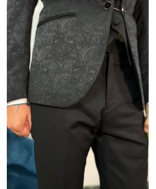 Smoking uomo damascato con gilet - Damasco