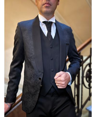 Smoking uomo damascato con gilet - Damasco - Smoking uomo - Gogolfun.it