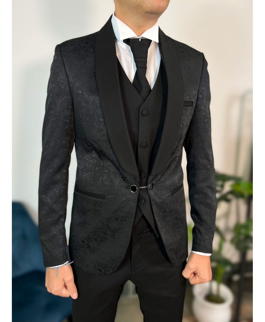 Smoking uomo damascato con gilet - Damasco - Smoking uomo - Gogolfun.it