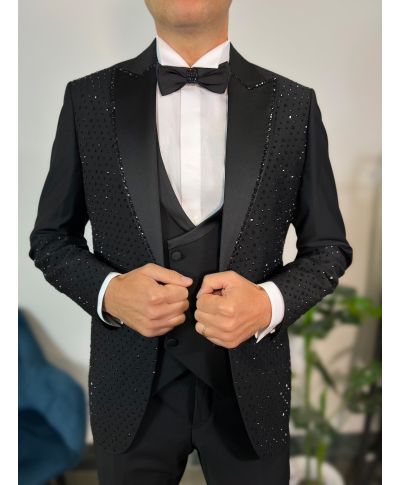 Smoking Uomo Nero con Brillanti - Primero - Diciottesimo e Cerimonie - Gogolfun.it