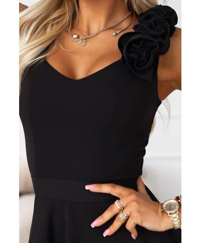 Abito lungo nero elegante con spacco laterale  per eventi speciali - Lelia - gogolfun.it