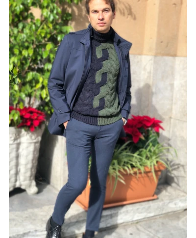 Maglione, uomo - Dolcevita, bicolore