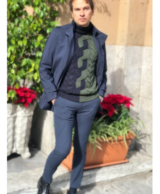 Maglione, uomo - Dolcevita, bicolore