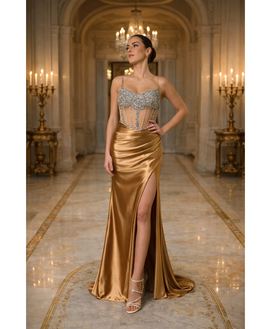 Abito da cerimonia con corpetto gioiello - Smeralda - Gogolfun.it