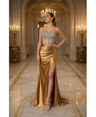 Abito da cerimonia con corpetto gioiello - Smeralda - Gogolfun.it