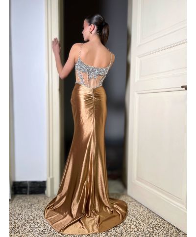 Abito da cerimonia con corpetto gioiello - Smeralda - Gogolfun.it