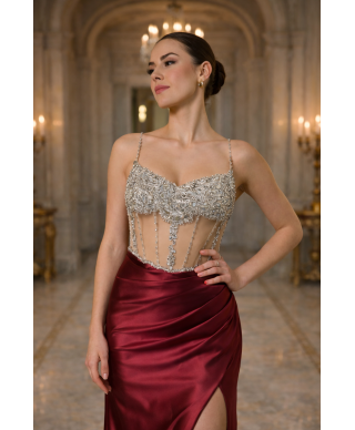 Abito da cerimonia con corpetto gioiello - Smeralda