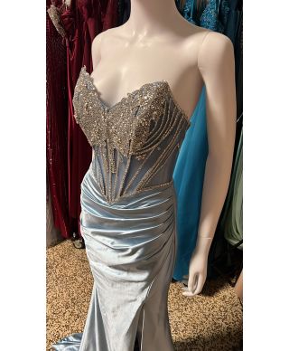 Abito da cerimonia con corpetto gioiello, azzurro - Nizza