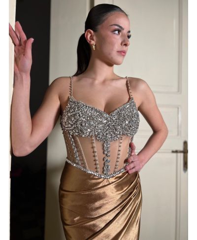 Abito da cerimonia con corpetto gioiello - Smeralda - Gogolfun.it