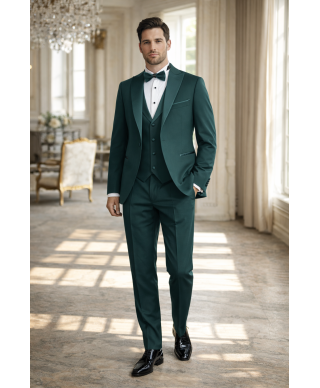 Smoking uomo con gilet, verde smeraldo - Pascal