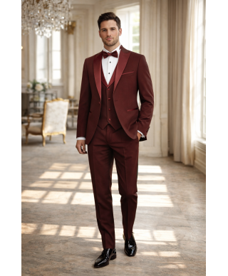 Smoking uomo bordeaux, Slim - Modello Pascal