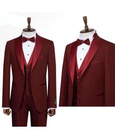 Smoking uomo bordeaux, Slim - Modello Pascal