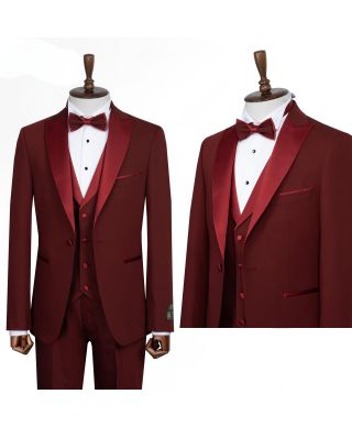 Smoking uomo bordeaux, Slim - Modello Pascal