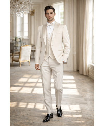 Smoking uomo bianco panna - Pascal - Smoking sposo - Gogolfun.it