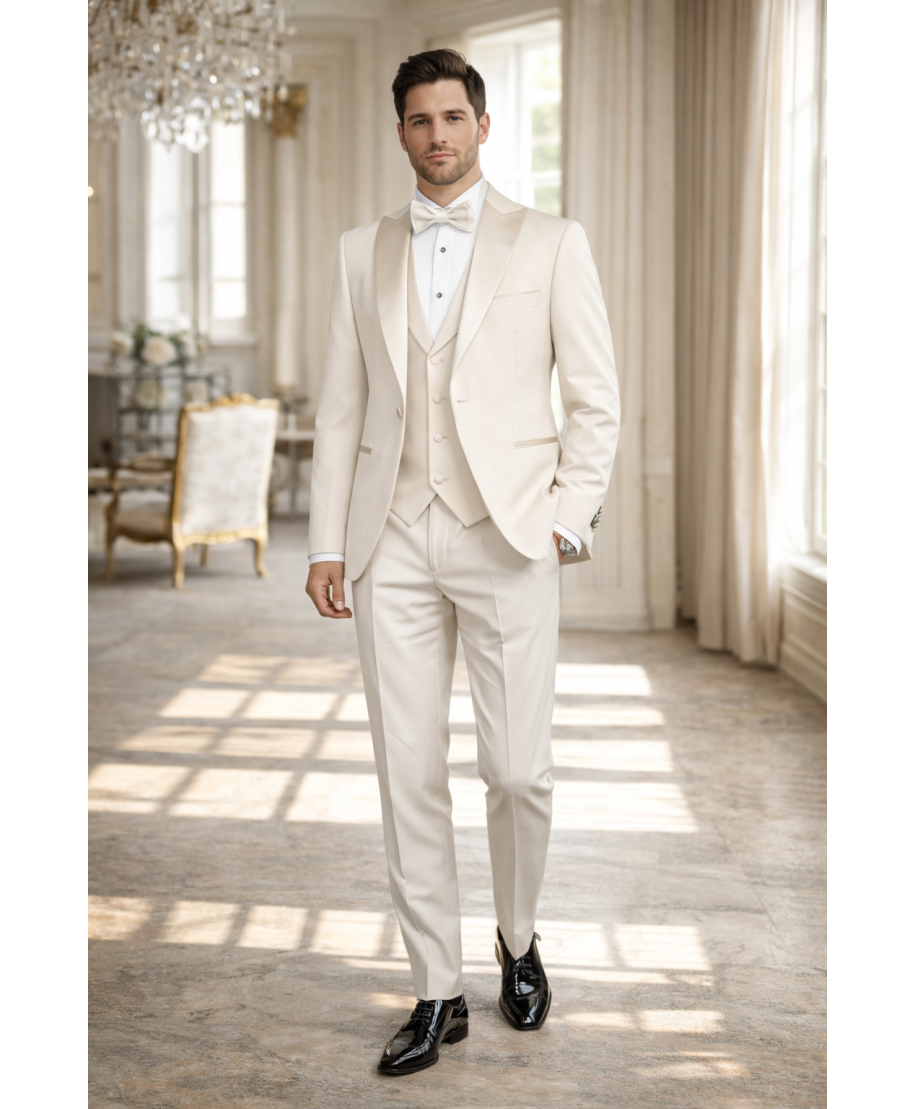 Smoking uomo bianco panna - Pascal - Smoking sposo - Gogolfun.it