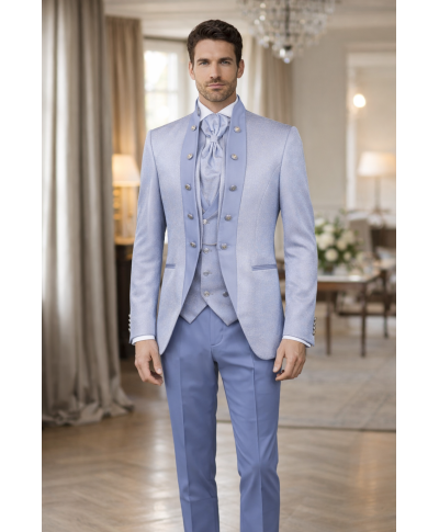 Abito Sposo,  Azzurro - Con gilet - Ruggiero