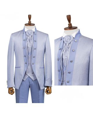 Abito Sposo,  Azzurro - Con gilet - Ruggiero