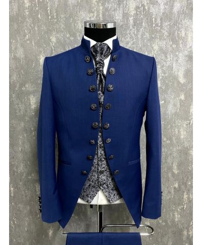 Abito Sposo Blu elettrico, gilet particolare - Ruggiero - Gogolfun.it