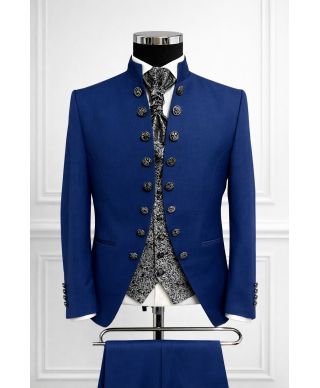 Abito Sposo Blu elettrico, gilet particolare - Ruggiero