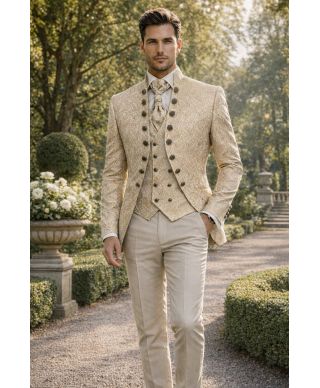 Abito Sposo dorato con gilet, Ruggiero - Abiti e smoking sposo - Gogolfun.it
