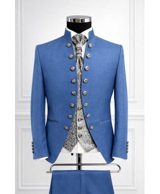 Abito uomo Sposo, Azzurro con gilet, Ruggiero - Abiti da sposo economici, smoking sposo - Gogolfun.it