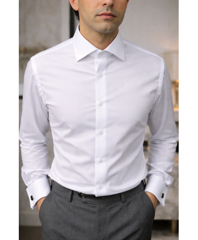 Camicia bianca con doppio polso - Polso Gemelli