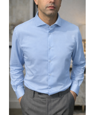 Camicia celeste microfibra elasticizzata uomo - Camicie classiche, eleganti, da cerimonia - gogolfun.it