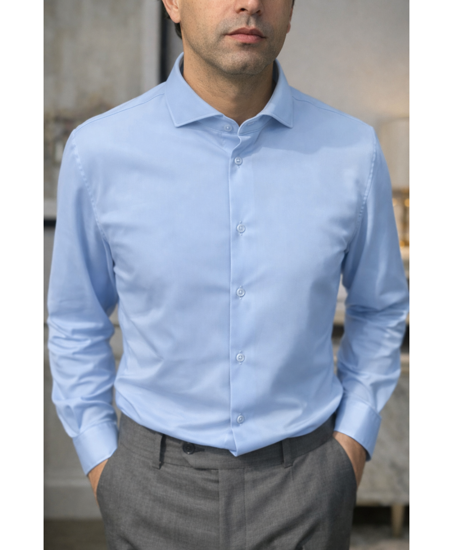 Camicia celeste microfibra elasticizzata uomo - Camicie classiche, eleganti, da cerimonia - gogolfun.it