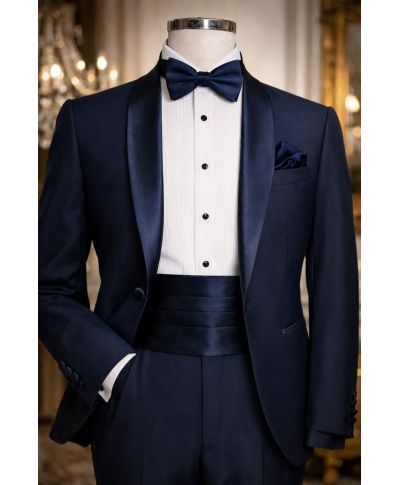 Set da cerimonia fascia, papillon e pochette - Blu - Accessori da cerimonia - Gogolfun.it