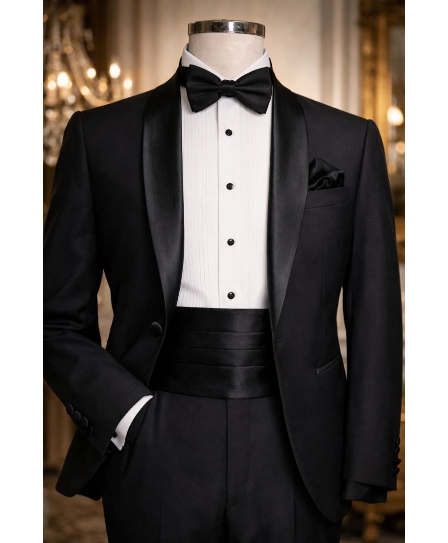 Set da cerimonia fascia, papillon, pochette - Nero - Accessori da cerimonia - Gogolfun.it