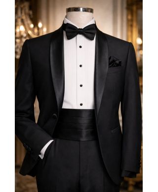 Set da cerimonia fascia, papillon, pochette - Nero - Accessori da cerimonia - Gogolfun.it