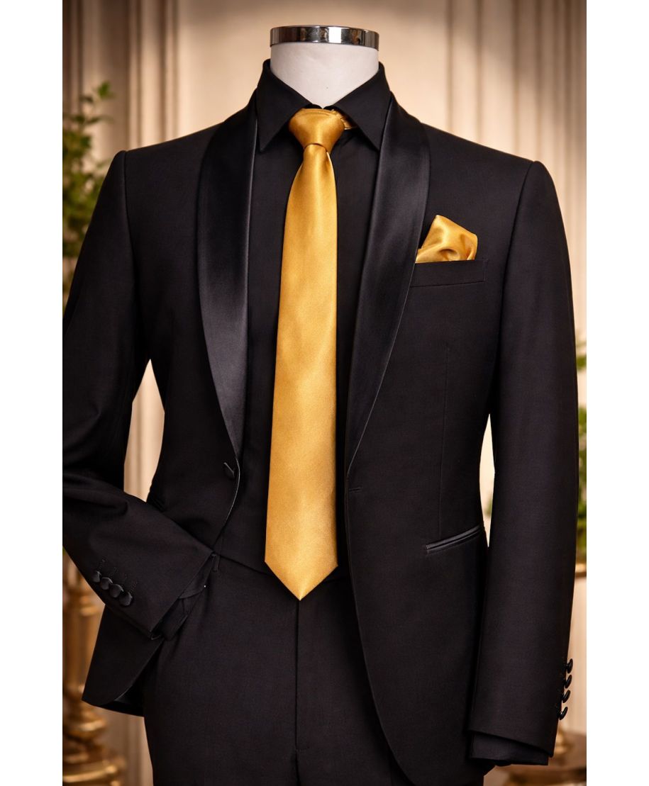 Set da cerimonia - Pochette e cravatta oro - Accessori da cerimonia - Gogolfun.it