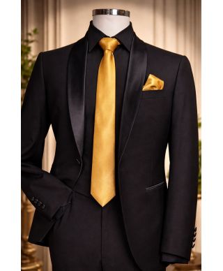 Set da cerimonia - Pochette e cravatta oro - Accessori da cerimonia - Gogolfun.it