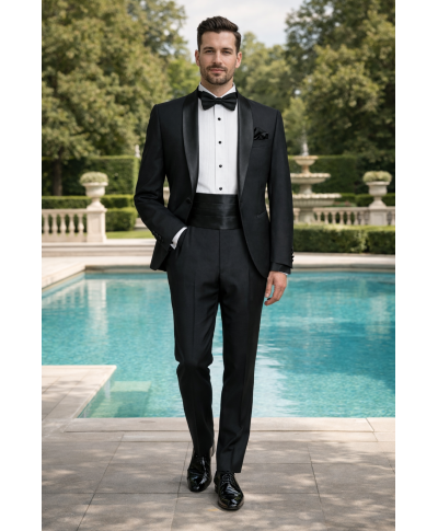 Set da cerimonia fascia, papillon, pochette - Nero - Accessori da cerimonia - Gogolfun.it