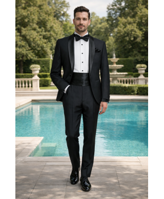 Set da cerimonia fascia, papillon, pochette - Nero