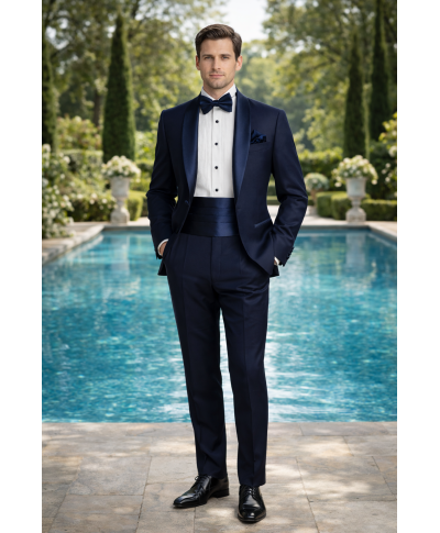 Set da cerimonia fascia, papillon e pochette - Blu - Accessori da cerimonia - Gogolfun.it