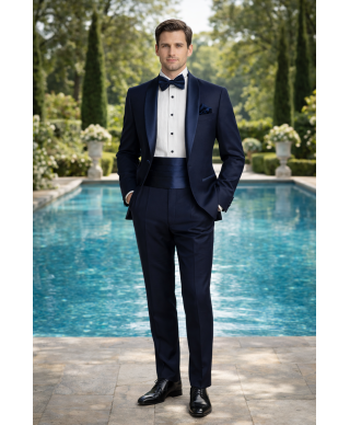 Set da cerimonia fascia, papillon e pochette blu