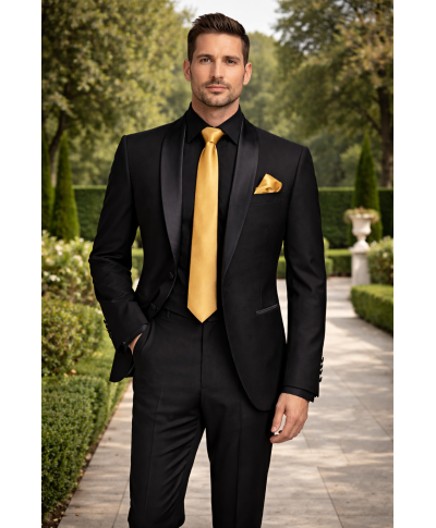 Set da cerimonia - Pochette e cravatta oro - Accessori da cerimonia - Gogolfun.it