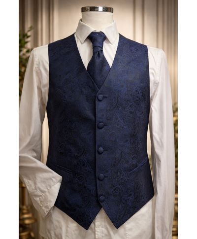 Gilet da cerimonia damascato, blu - Smoking e accessori da cerimonia - Gogolfun.it