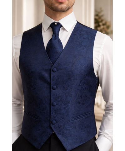 Gilet da cerimonia damascato, blu - Smoking e accessori da cerimonia - Gogolfun.it