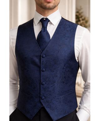Gilet da cerimonia damascato, blu - Smoking e accessori da cerimonia - Gogolfun.it