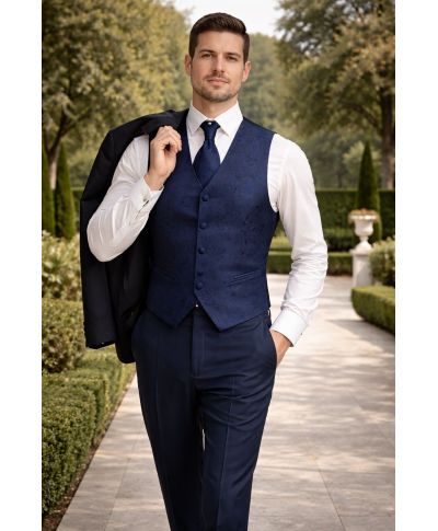 Gilet da cerimonia damascato, blu - Smoking e accessori da cerimonia - Gogolfun.it