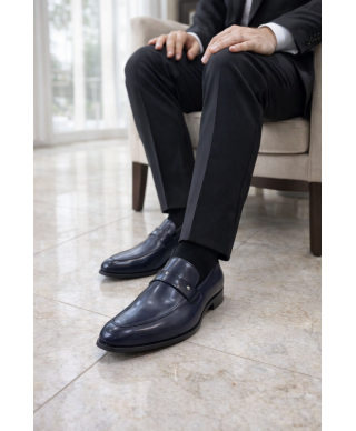 Mocassino blu, Favoloso - Spazzolato - Mocassini eleganti - Gogolfun.it