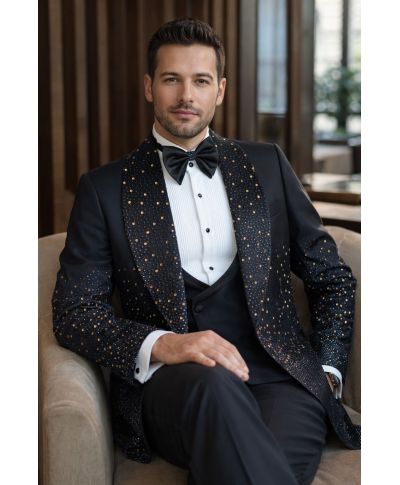 Smoking da cerimonia uomo con strass oro - Costantinopoli - Sposo, diciottesimi - Gogolfun.it