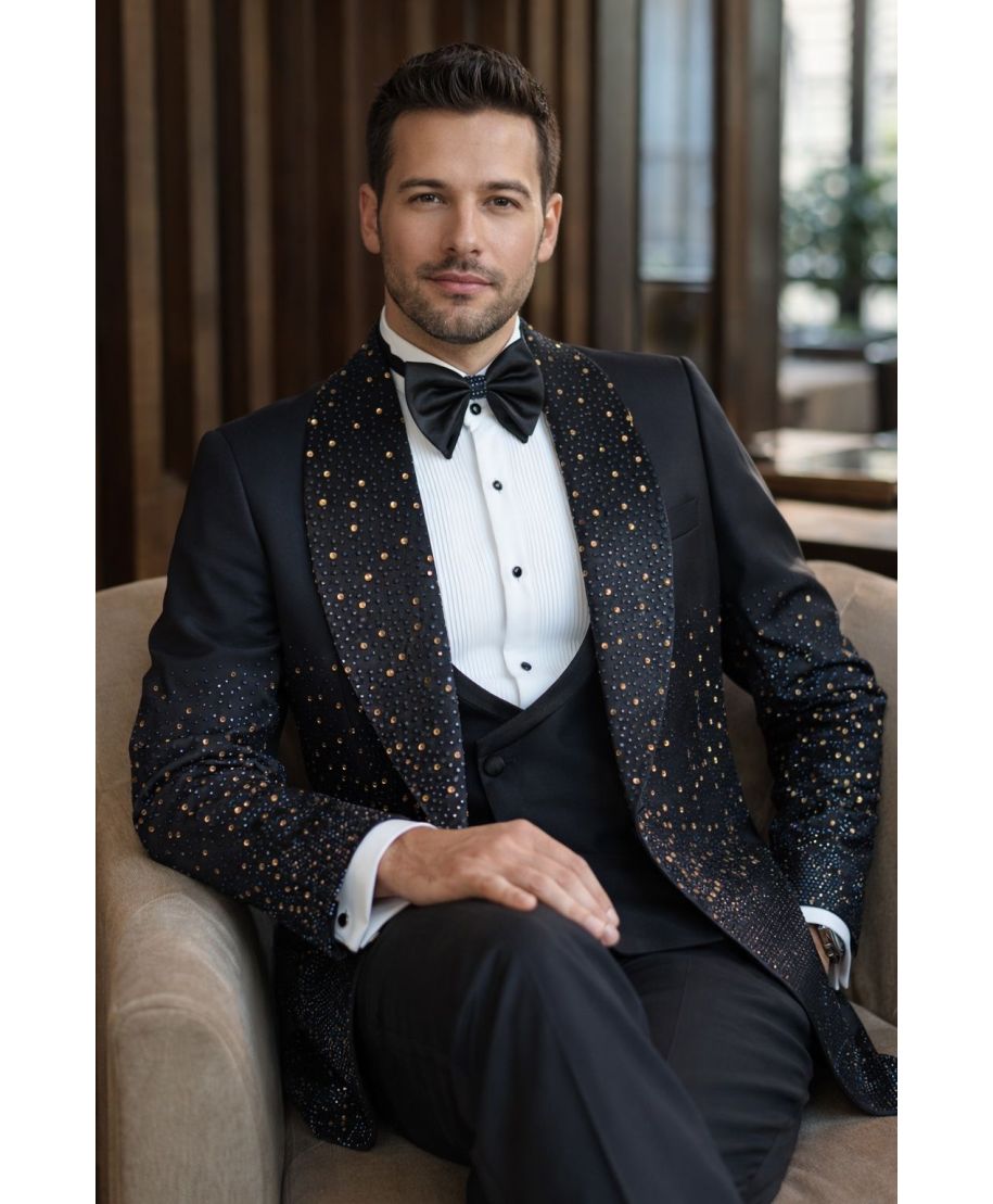 Smoking da cerimonia uomo con strass oro - Costantinopoli - Sposo, diciottesimi - Gogolfun.it